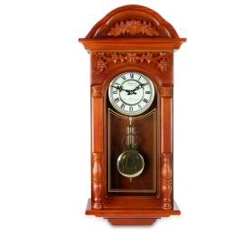 Bedford Clock Collection 27.5 Inch Oak Finish Pendulum Wall Clock