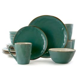 Elama Caribean Tide 16 Piece Luxurious Stoneware Dinnerware with Complete Setting for 4