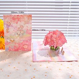 1pc Ziyi 3D Pop Up Greeting Card With Envelope Graduation Tanabata Gift Birthday Small Card Creative Handwritten Gift Blessing Card (Items: Cat And Cherry Blossoms 3D Greeting Card  - With Envelope)