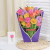 3D Pop Up Flower Bouquet Paper Flowers Cards; Forever Flower Bouquet Birthday Gift Greeting Cards With Note Card And Envelope For Women Girls Wife Mom