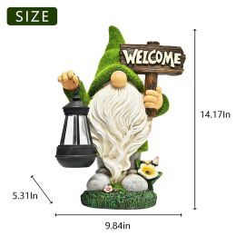 Cartoon Gnome Dwarf Statue Garden Lighting Waterproof Resin Figurines Solar Light Outdoor Lawn Courtyard Night Decorative Lamp (Emitting Color: B)