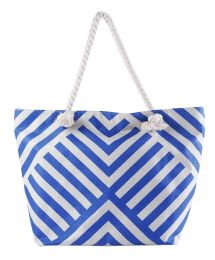 Summer Bag Bohemian Multifunctional Waterproof Beach Bag Swimsuit Storage Wash Bag Portable Women's Tote Bag With Zipper (Ships From: CN, Color: Blue Stripe)