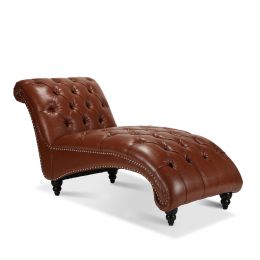 Armless Chaise Lounge (Color: Brown Pu)