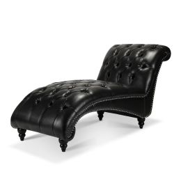 Armless Chaise Lounge (Color: Black Pu)