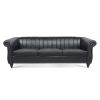 83.46''  PU Rolled Arm Chesterfield Three Seater Sofa.