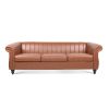 83.46''  PU Rolled Arm Chesterfield Three Seater Sofa.