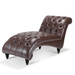 Armless Chaise Lounge (Color: Dark Brown Pu)