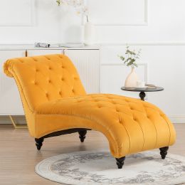 Armless Chaise Lounge (Color: Yellow + Fabric)