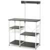 4-tier Kitchen Baker's Rack with Basket and 5 Hooks