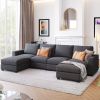 3 Pieces U shaped Sofa with Removable Ottomans