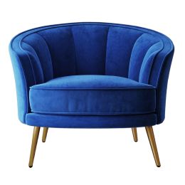 Modern Velvet Accent Barrel Chair Leisure Accent Chair Living Room Upholstered Armchair Vanity Chair for Bedroom Meeting Room (Color: Blue)