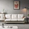 Living Room Furniture Linen Fabric Faux Leather with Wood Leg Sofa