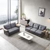 Living Room Furniture Linen Fabric Faux Leather with Wood Leg 2+3 Sectional (Dark Grey)