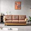 Living Room Furniture Linen Fabric Faux Leather with Wood Leg Sofa