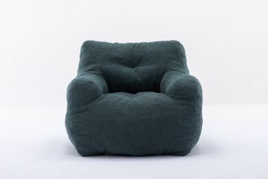 Soft Tufted foam bean bag chair with Teddy fabric (Color: Green)