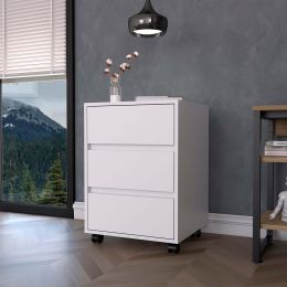 Vienna Three Drawers Filing Cabinet; Roller Blade Glide (Color: White)