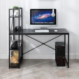 Computer Desk 48 inch with Storage Shelves Table for Home Office  Modern Simple Style (Color: Black)