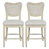 Farmhouse Dining Room Accent Chairs French Distressed Bedroom Barstools with Round Rattan Back Elegant Kitchen Chairs Side Chair; Set of 2 ; Rattan Ba