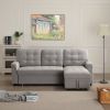 Linen Upholstered Sleeper Modular Sofa Bed Chaise Couch