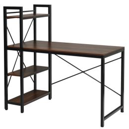 47.5 Inch Writing Study Computer Desk with 4-Tier Shelves (Color: Tan)