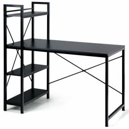 47.5 Inch Writing Study Computer Desk with 4-Tier Shelves (Color: Black)