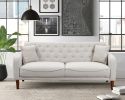 New Design Muitifunction Furniture Linen Sofa 2 Pillows Living Room Gray Loveseat with Button Tufting Easy to Clean