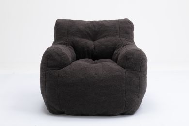 Soft Tufted foam bean bag chair with Teddy fabric (Color: Dark Gray)