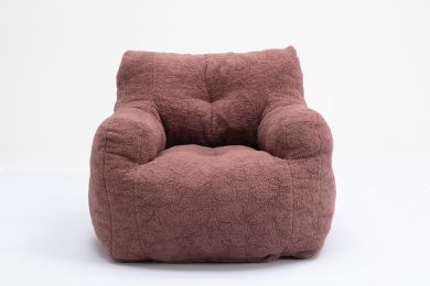 Soft Tufted foam bean bag chair with Teddy fabric (Color: Red)