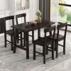 Minimalist industrial Style 5-Piece Counter Height Dining Table Set Solid Wood & Metal Dining Table with Four Chairs for Small Space