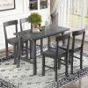 Minimalist industrial Style 5-Piece Counter Height Dining Table Set Solid Wood & Metal Dining Table with Four Chairs for Small Space