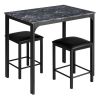 3 Pieces Counter Height Dining Set Faux Marble Table