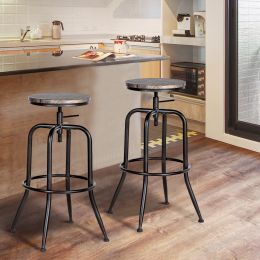 Walker Industrial Counter Bar Stools, Walnut (Set of 2), Height adjustable (Color: Walnut)