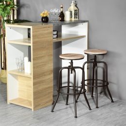 Walker Industrial Counter Bar Stools, Walnut (Set of 2), Height adjustable (Color: oak)