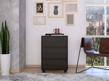 Vienna Three Drawers Filing Cabinet; Roller Blade Glide (Color: Black)