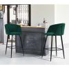 Modren Bar Stools Set of 2;  28'' Stools with Back for Kitchen;  Metal Frame Velvet Upholstered;  Kitchen Stools for Island;  Rose