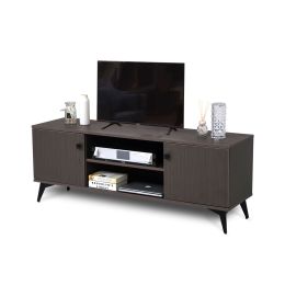 Mid-Century Modern TV Stand for up to 58 inch TV Television Stands with Cabinet Wood Storage TV Console Table; Retro Media Entertainment Center for Li (Color: as Pic)