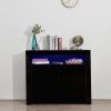 Living Room Sideboard Storage Cabinet Black High Gloss with LED Light; Modern Kitchen Unit Cupboard Buffet Wooden Storage Display Cabinet TV Stand wit