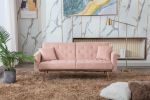 Velvet Sofa ;  Accent sofa .loveseat sofa with rose gold metal feet and