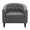 linen Fabric Tufted Barrel ChairTub Chair for Living Room Bedroom Club Chairs