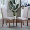 Upholstered Dining Chairs - Dining Chairs Set of 2 Fabric Dining Chairs with Copper Nails