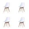 Mid Century Modern Dining Chairs, with Wood Legs, Armless Kitchen Chairs, Shell Lounge Plastic Side Chair with Soft Padded Kitchen, Dining Room, Livin