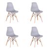 Set of 4 Modern Style Dining Chair, Shell Lounge Plastic Chair for Kitchen, Dining, Bedroom, Living Room Mid-Century Modern Side Chairs with Wooden Wa