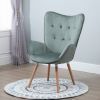 Modern Wingback Accent Armchair Living Room Tufted Velvet Upholstery