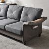 Living Room Furniture Linen Fabric Faux Leather with Wood Leg Sofa