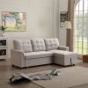 Linen Upholstered Sleeper Modular Sofa Bed Chaise Couch