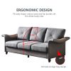 Living Room Furniture Linen Fabric Faux Leather with Wood Leg Sofa