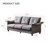 Living Room Furniture Linen Fabric Faux Leather with Wood Leg Sofa