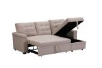 Linen Upholstered Sleeper Modular Sofa Bed Chaise Couch