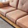 Living Room Furniture Linen Fabric Faux Leather with Wood Leg Sofa