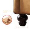 Living Room Furniture Linen Fabric Faux Leather with Wood Leg Sofa